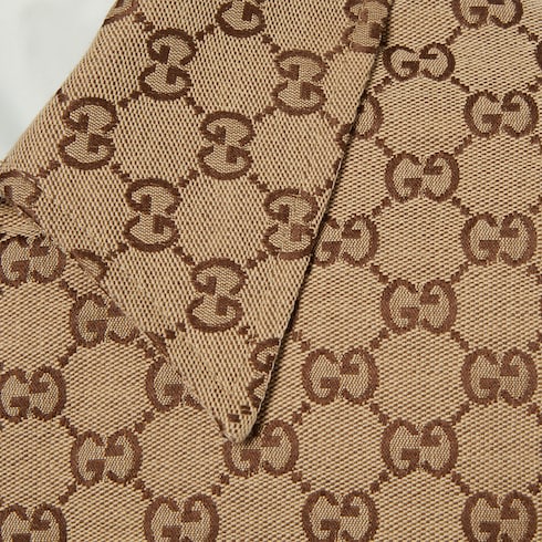 GG canvas overshirt - camel and dark brown