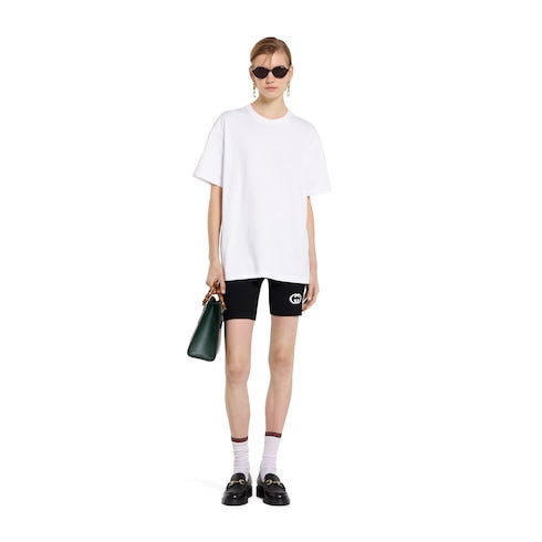 Cotton jersey T-shirt with embroidery - white