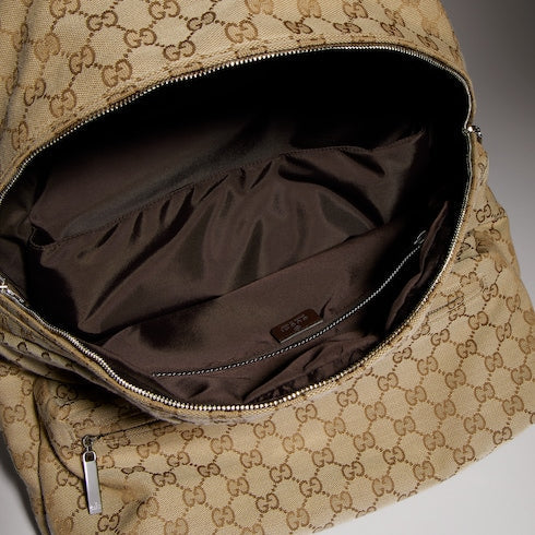 Large Gucci Tag backpack - sand and brown GG canvas