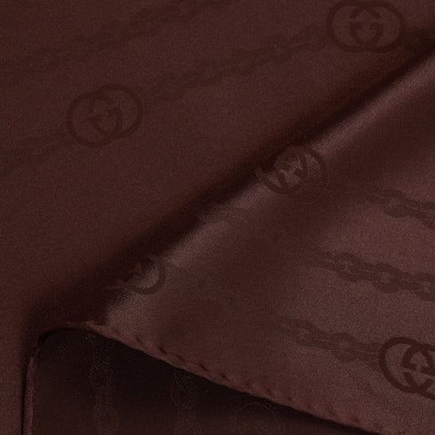 Interlocking G chain silk diamond scarf - brown