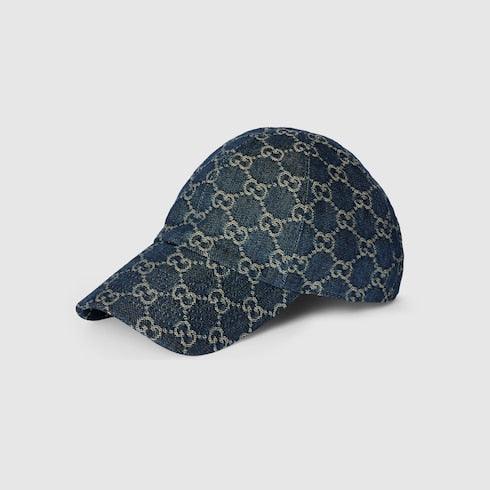 GG cotton denim baseball hat - blue