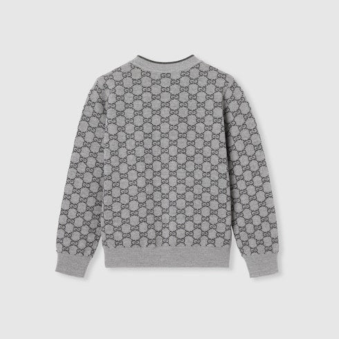 Children's GG wool jacquard sweater - grey and dark grey