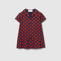 Baby printed cotton dress - blue and red
