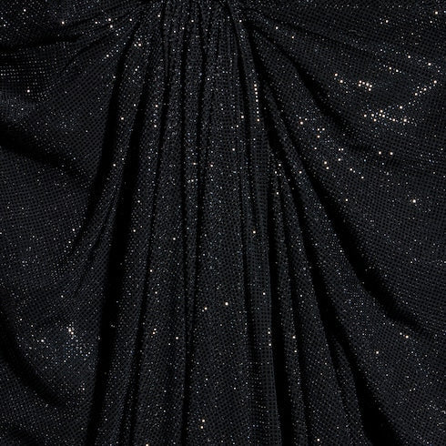 Embroidered silk stretch chiffon long dress - black