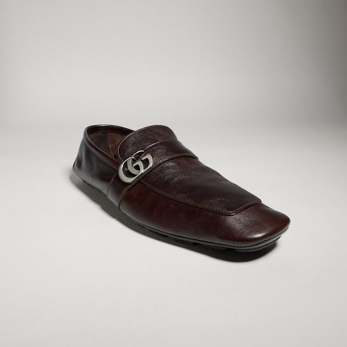 Men's driver with Double G - dark brown leather