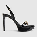 Women's Donna platform sandal - black patent leather