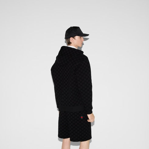 Printed jersey zip sweatshirt - black
