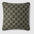 GG wool cashmere jacquard cushion - green