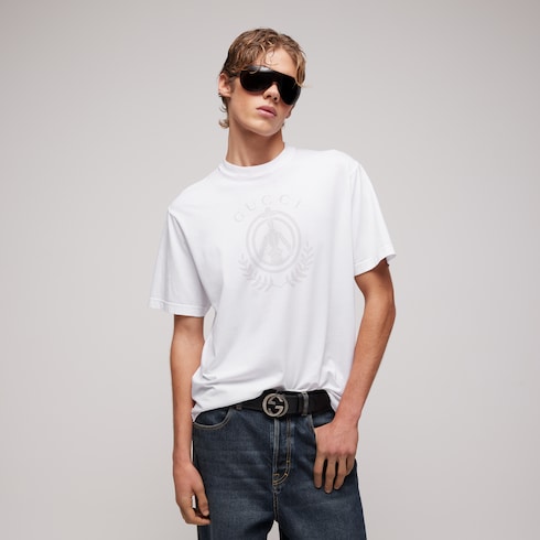 Cotton jersey T-shirt with print - white