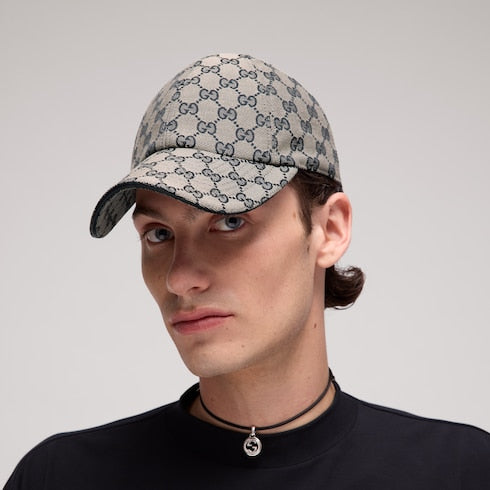 GG cotton canvas baseball hat - beige and blue