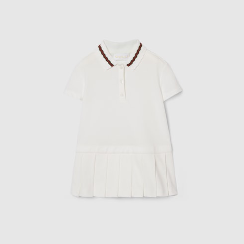 Baby mini polo dress with Web - white