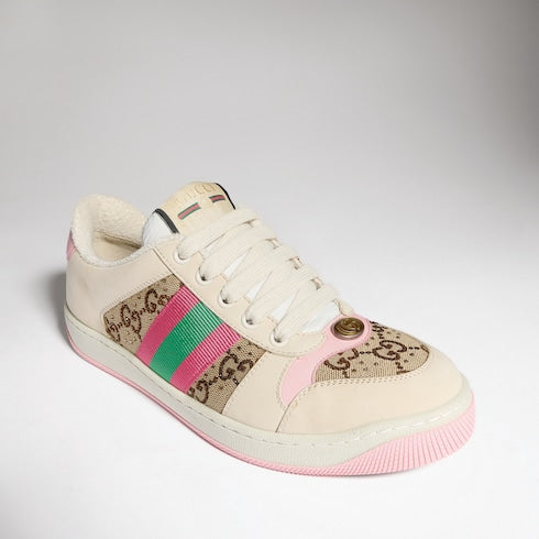 Women's GG crystal Screener sneaker - beige and dark brown GG canvas