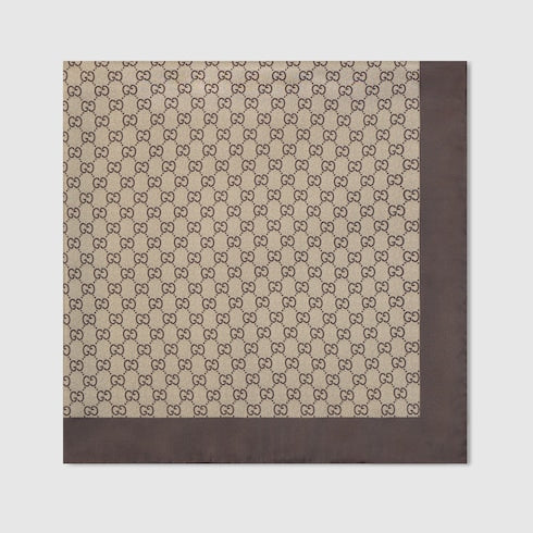 GG silk twill jacquard carré - camel and brown