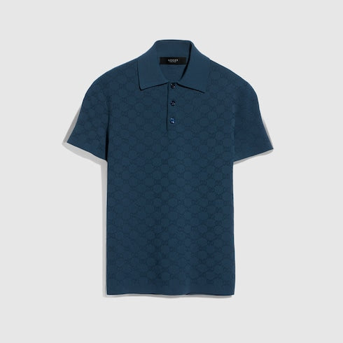 Technical GG jacquard fabric polo shirt - dark blue