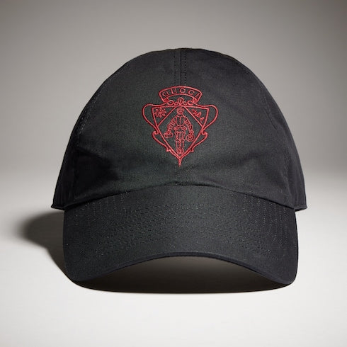 Cotton baseball hat with embroidery - black