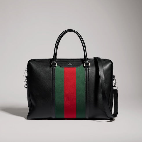 Mega Web Trademark medium briefcase - black leather