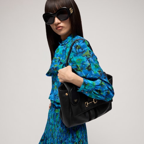 Paparazzo medium top handle bag - black leather