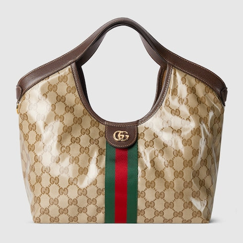Gucci Giglio small tote bag - sand and brown GG fabric