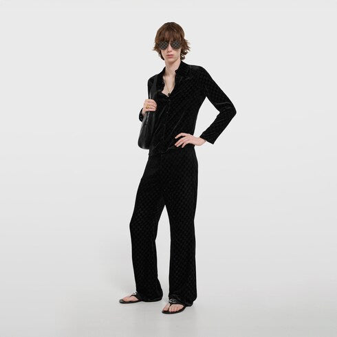 Stretch GG velvet devoré shirt - black