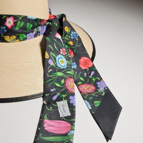 Panama twill hat with silk ribbon - light beige