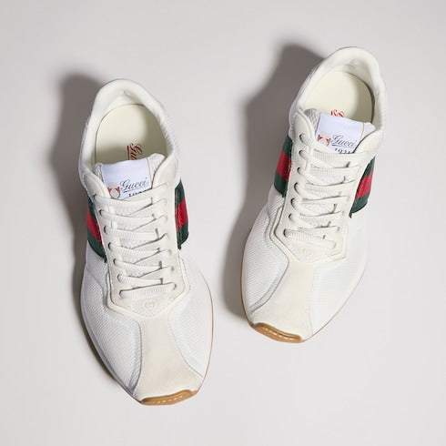 Women's Gucci Tempo sneaker - white mesh and suede
