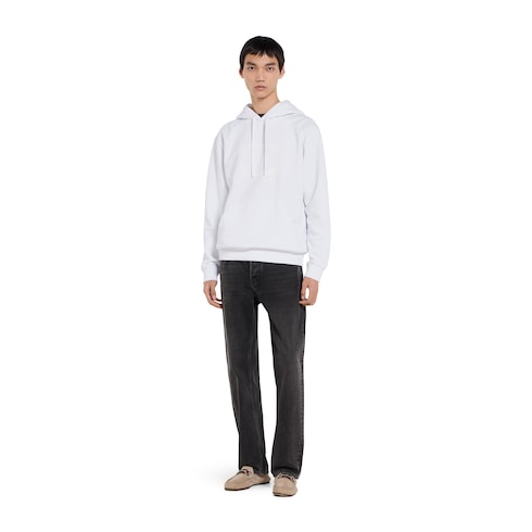 Cotton jersey sweatshirt with print - white