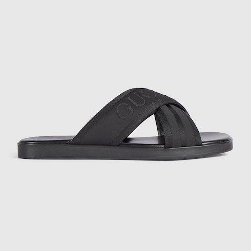 Men's slide sandal - black fabric