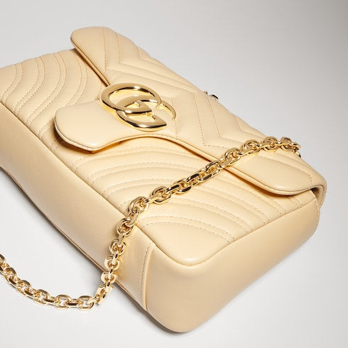 GG Marmont medium shoulder bag - light yellow leather