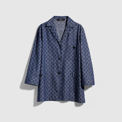 GG cotton denim jacquard jacket - blue