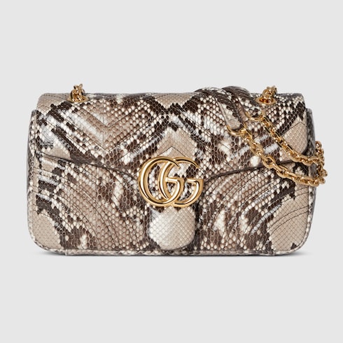 GG Marmont python medium shoulder bag - natural