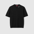 Silk cotton T-shirt with Gucci intarsia - black