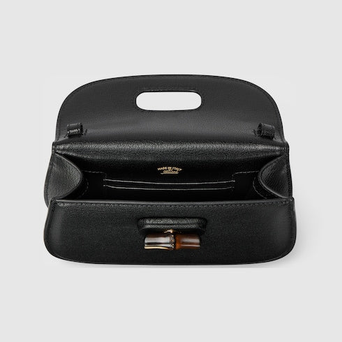 Bamboo mini bag - black leather