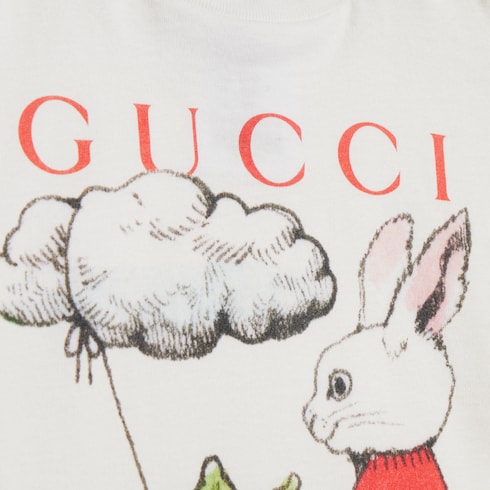 Baby cotton T-shirt with print - white