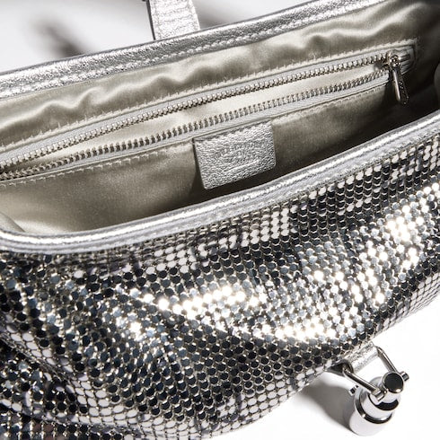 Jackie Slim metallic evening bag - silver and black GG mesh