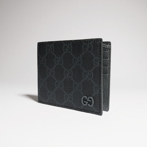 Grey interior GG bi-fold wallet - black GG Supreme