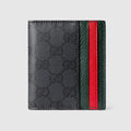 Bi-fold wallet with Web card slots - black GG canvas