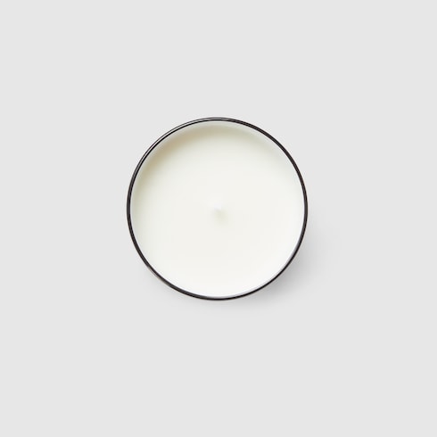 Herbarium print candle, Fig scent - white and purple porcelain