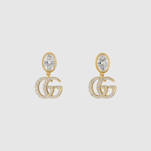 GG Marmont crystal earrings - gold-toned brass