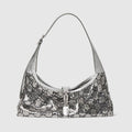 Jackie Slim metallic evening bag - silver and black GG mesh