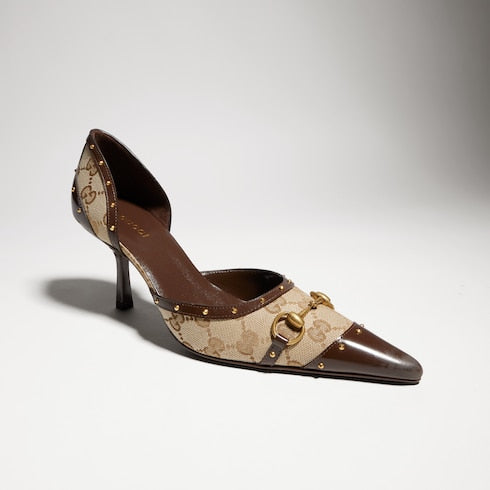 Women's Savoy pump - sand and brown GG canvas