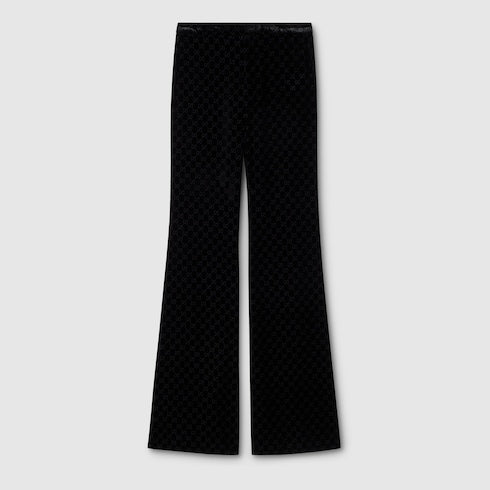 GG stretch devoré velvet pants - black