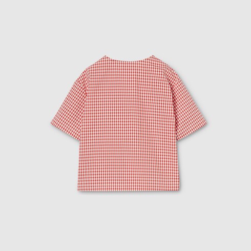 Baby gingham cotton T-shirt - red and white