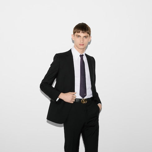 GG silk jacquard tie - dark blue and red