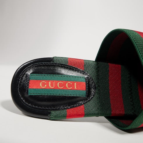 Women's mule sandal with Web - green and red nylon