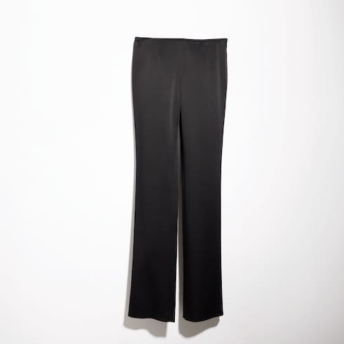 Crêpe satin pants - black