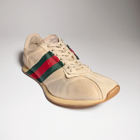 Men's Gucci Tempo sneaker - sand mesh and suede