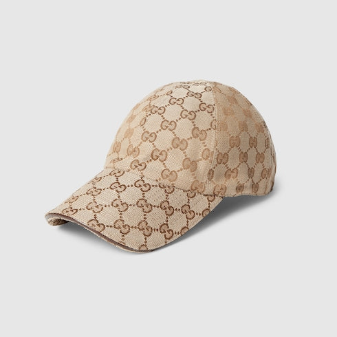 GG cotton canvas baseball hat - beige and dark brown