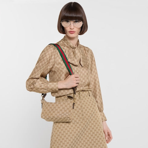 Brera small crossbody bag - sand and brown GG canvas