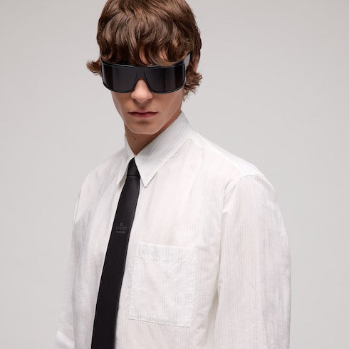 Striped technical cotton shirt - white