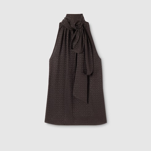 Horsebit silk jacquard dress - dark brown